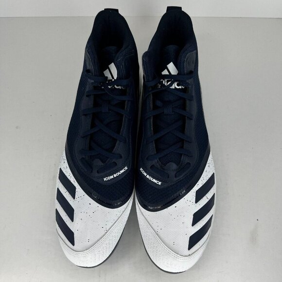 Adidas Mens G28272 Navy Blue White Icon Bounce Mid Baseball Size 17 Cleat Shoes main image 5